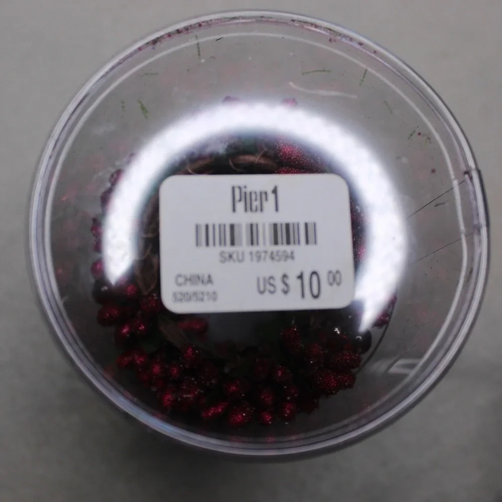 Pier 1 Napkin Rings Red Sugared Cranberry Holiday Set of 4 Beaded‎ Berry